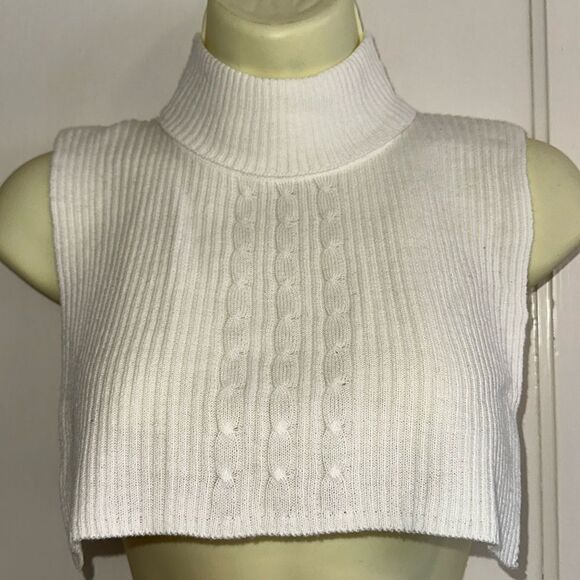 Vintage 60s/70s white acrylic white ribbed turtleneck dickie that zips up back - Picture 1 of 4